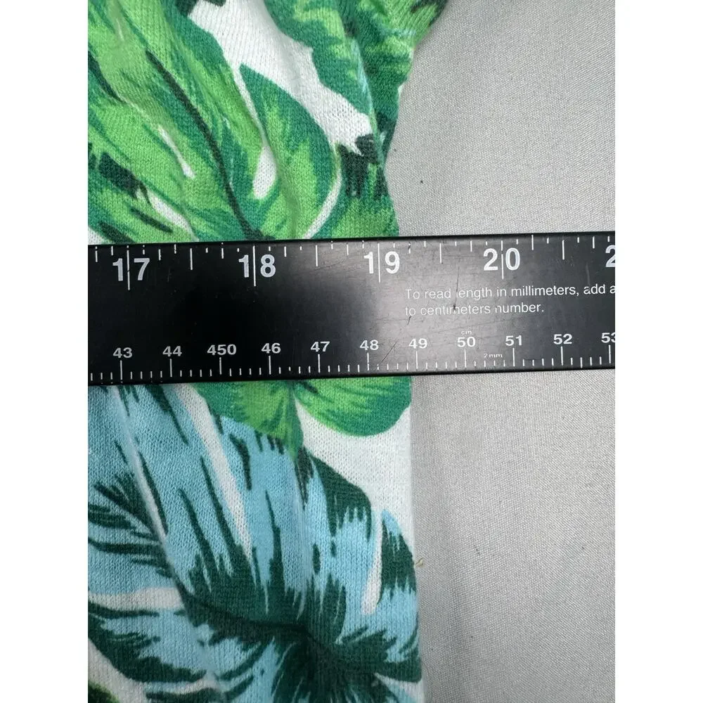 Talbots Women’s XL Tropical Leaf Print Lightweight Sweater Green Blue